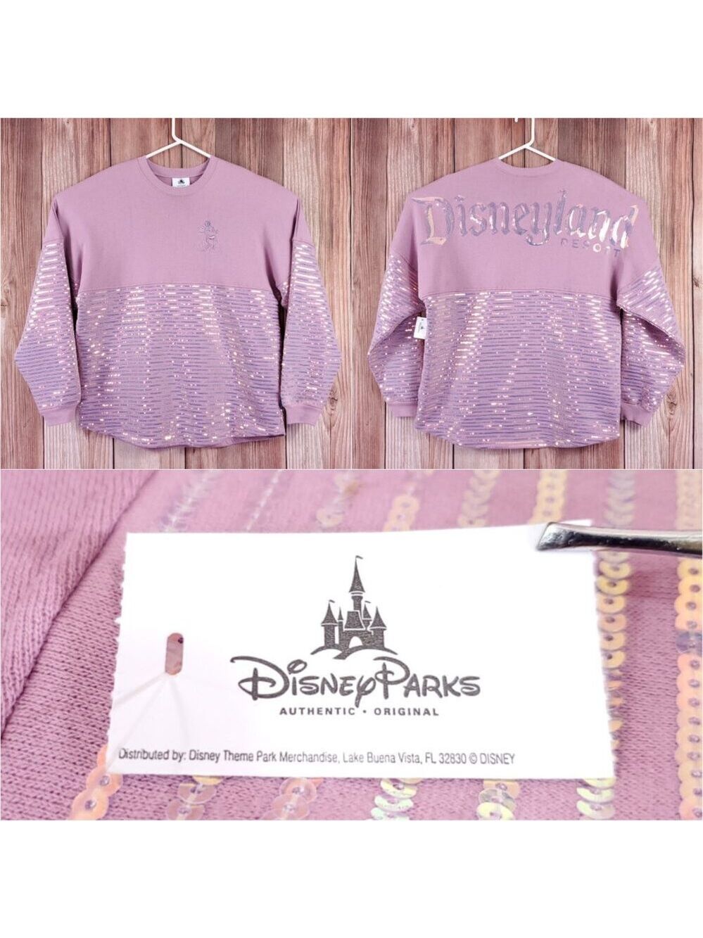 Disney Parks Disneyland Resort Spirit Jersey Size Large Sequins Iridescent Pink